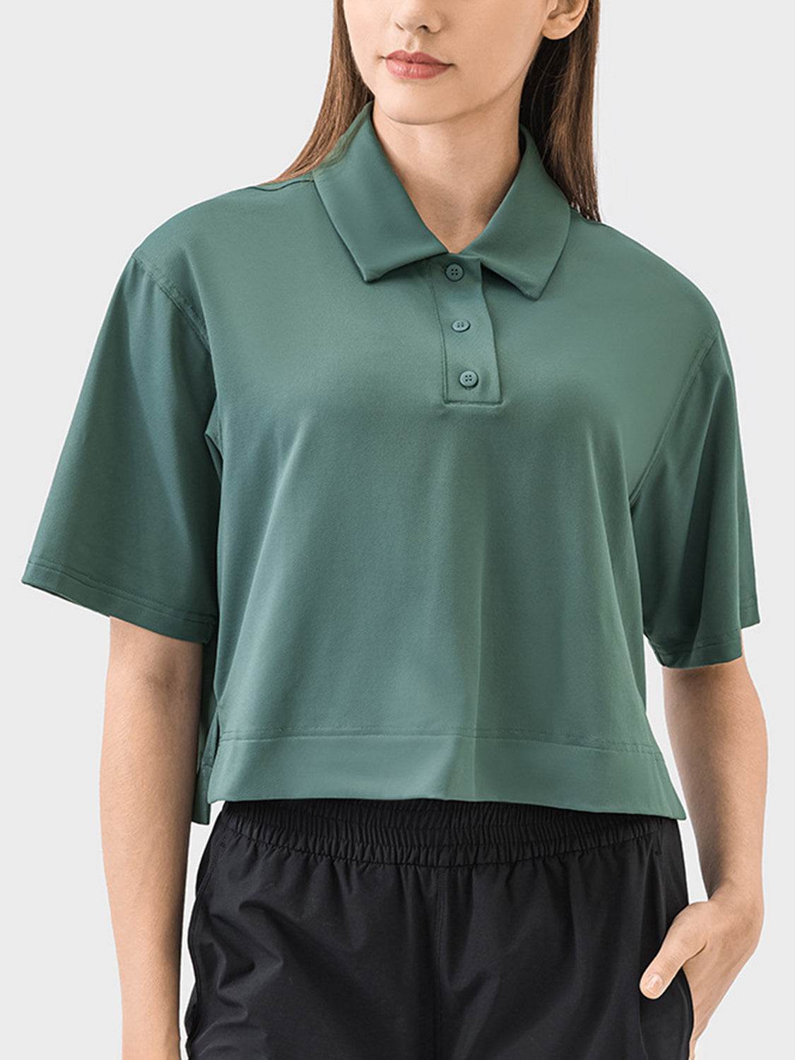 Millennia Half Button Short Sleeve Active T-Shirt - Hovatok