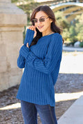 Basic Bae Full Size Ribbed Round Neck Long Sleeve Knit Top - Hovatok