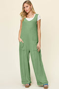 Double Take Full Size Texture Sleeveless Wide Leg Jumpsuit - Hovatok