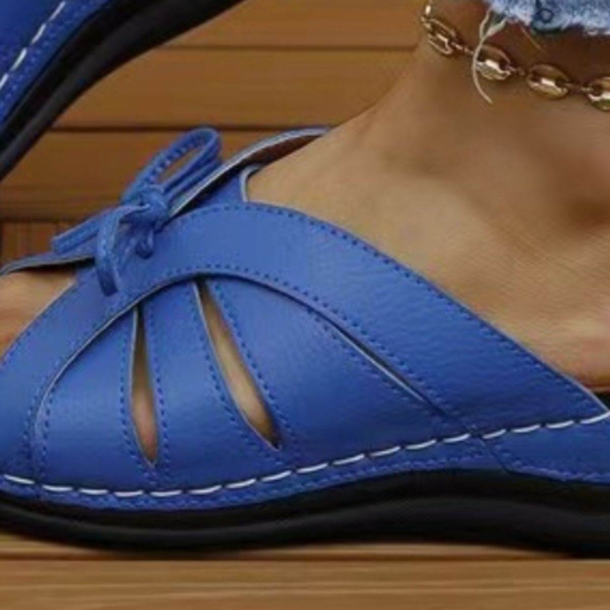 Tied Open Toe Low Heel Sandals - Hovatok