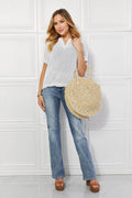 Justin Taylor Beach Date Straw Rattan Handbag in Ivory - Hovatok