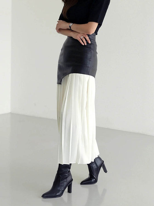 Pleated Contrast High Rise Skirt - Hovatok