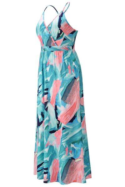 Crisscross Printed Surplice Cami Dress - Hovatok