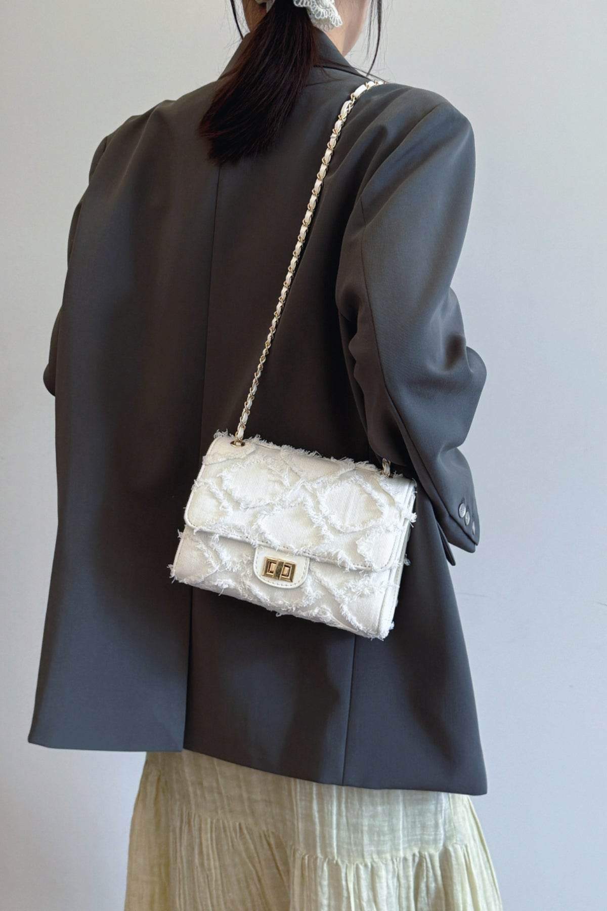 Raw Hem Denim Crossbody Bag - Hovatok