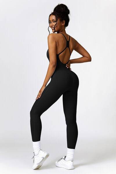 Basic Bae Open Back Spaghetti Strap Active Jumpsuit - Hovatok