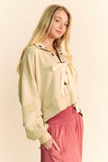 Davi & Dani Lace Up Exposed Seam French Terry Top - Hovatok