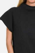 Zenana Short Sleeve Mock Neck Sweater - Hovatok
