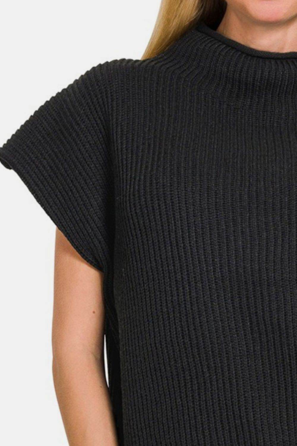 Zenana Short Sleeve Mock Neck Sweater - Hovatok