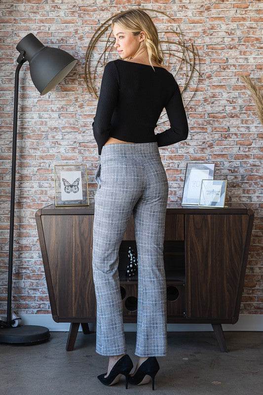Heimish Full Size Plaid Flare Pants with Wide Waist Band Plus Size - Hovatok