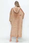 Double Take Full Size Pocketed Hooded Midi Lounge Dress - Hovatok