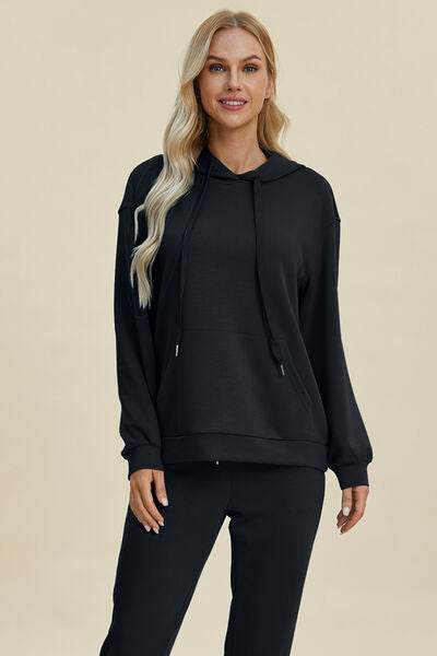 Basic Bae Full Size Air Scuba Drawstring Long Sleeve Hoodie with Kangaroo Pocket - Hovatok