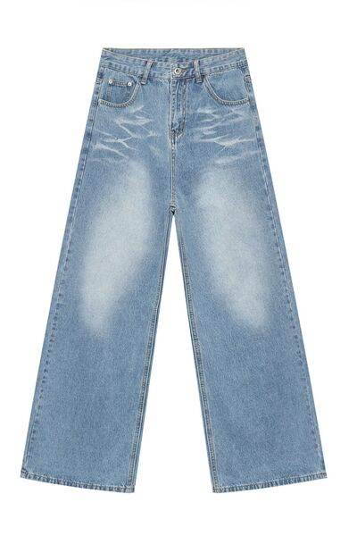 Mid Rise Wide Leg Men's Jeans with Pockets - Hovatok