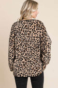 Culture Code Leopard Faux Fur Round Neck Top - Hovatok