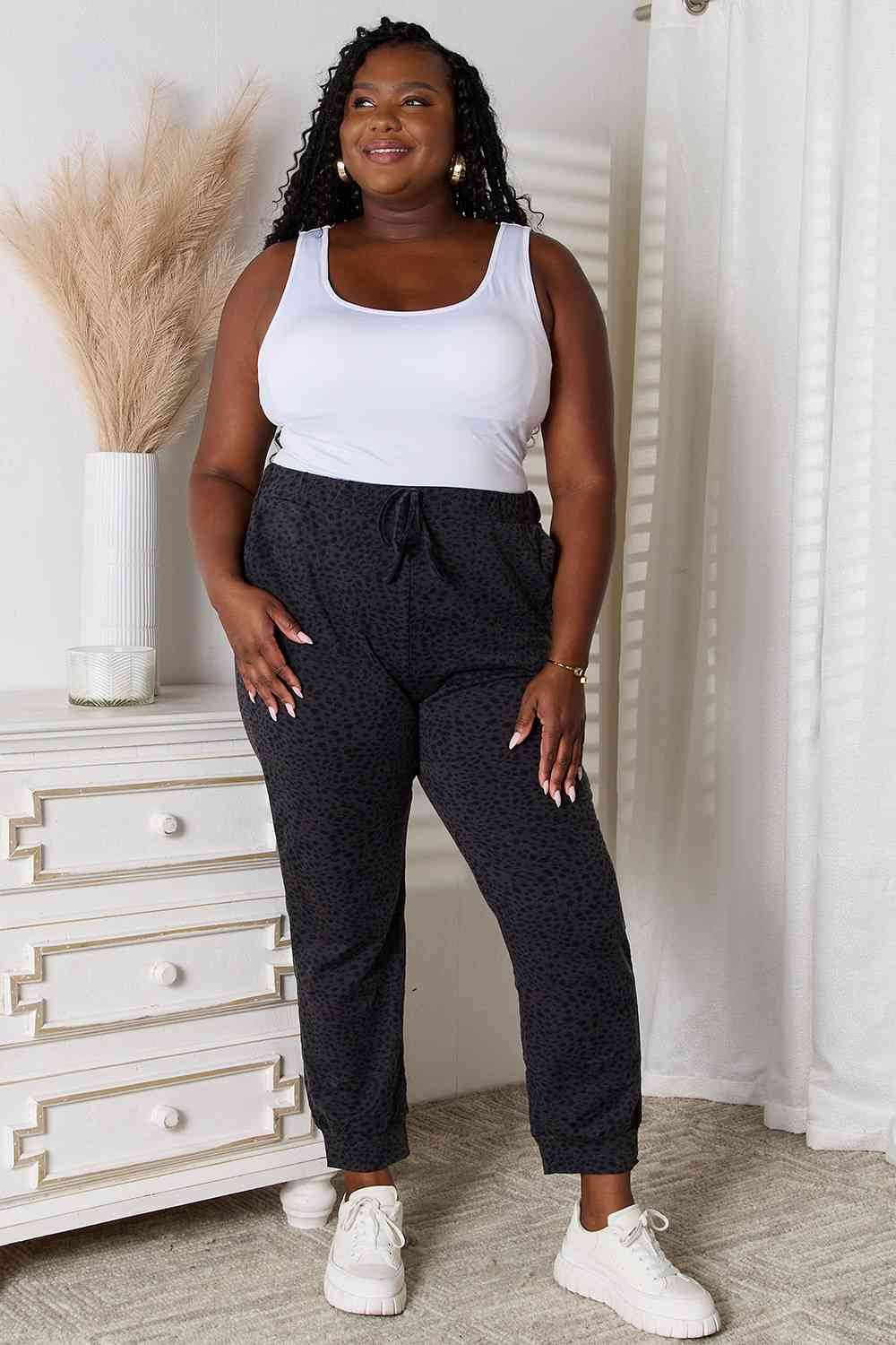 Basic Bae Leopard Print Joggers with Pockets - Hovatok