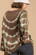 Umgee Full Size Ribbed Hem Tie Dye Round Neck Sweater Plus Size - Hovatok