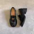 Round Toe Block Heel Loafers - Hovatok