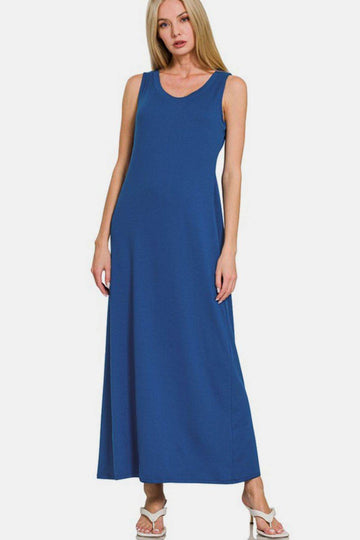 Zenana Scoop Neck Wide Strap Tank Dress - Hovatok