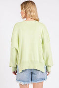 Mittoshop Side Slit Round Neck Drop Shoulder Sweater - Hovatok