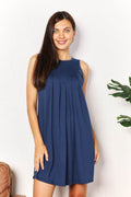 Perfee Round Neck Sleeveless Mini Dress - Hovatok