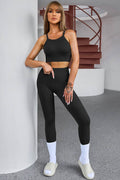 Tank Cropped Active Top and Pants Set - Hovatok