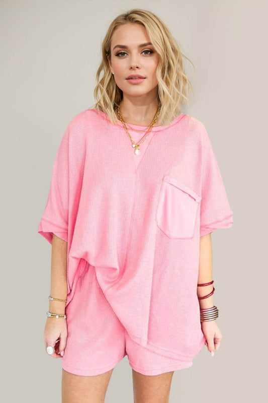 Oh Full Size Round Neck Half Sleeve Top and Shorts Set - Hovatok