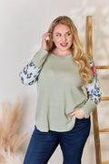Hailey & Co Full Size Printed Round Neck Blouse - Hovatok