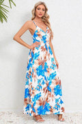 Printed Surplice Maxi Cami Dress - Hovatok