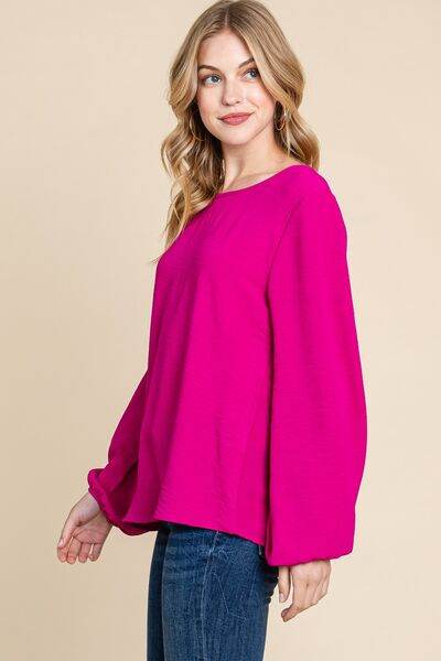 BOMBOM Textured Balloon Sleeve Top - Hovatok