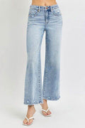 RISEN Full Size Tummy Control High Rise Crop Wide Leg Jeans - Hovatok
