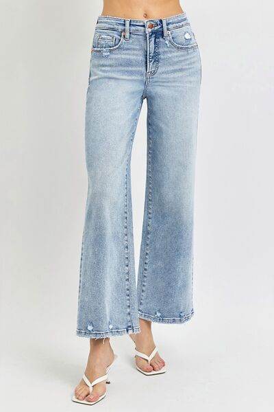 RISEN Full Size Tummy Control High Rise Crop Wide Leg Jeans - Hovatok