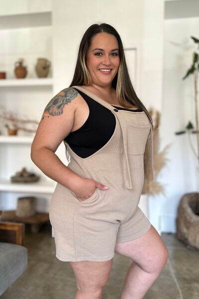 Double Take Full Size Texture Sleeveless Romper - Hovatok