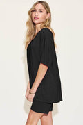 Basic Bae Bamboo Full Size V-Neck Drop Shoulder T-Shirt and Shorts Set - Hovatok