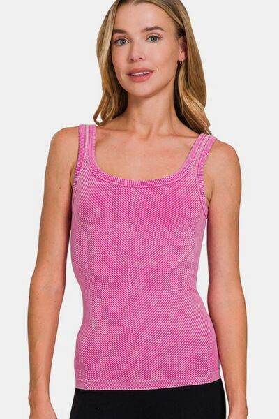 Zenana Ribbed Scoop Neck Tank - Hovatok