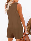 Full Size Pocketed Scoop Neck Sleeveless Romper - Hovatok