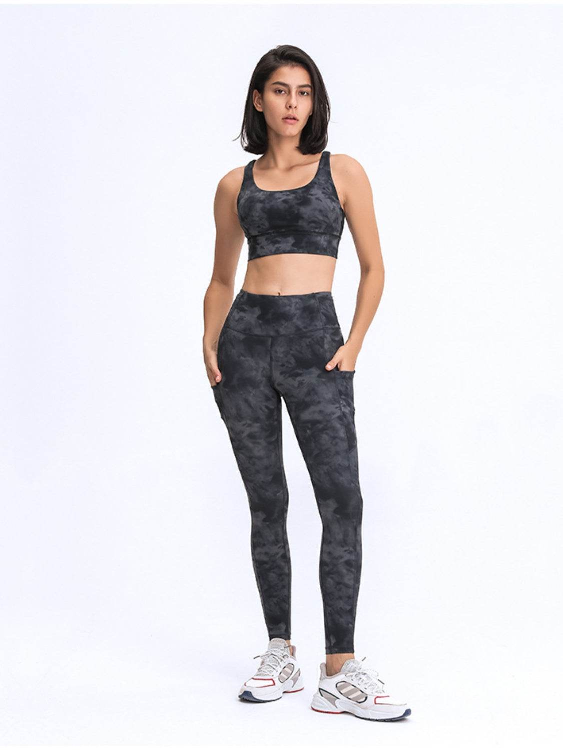 Millennia Wide Waistband Leggings with Pockets - Hovatok