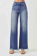RISEN High Waist Raw Hem Wide Leg Jeans - Hovatok