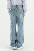 Distressed Wide Leg Jeans with Pockets - Hovatok