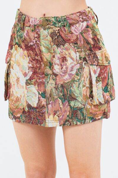 American Bazi Jacquard Weave Cargo Pocket Skirt - Hovatok