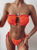 Frill Trim Ruched Bikini Set - Hovatok
