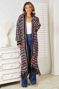 Angel Wings Full Size Multicolored Open Front Fringe Hem Cardigan - Hovatok