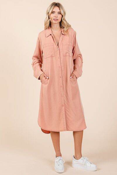 Mittoshop Button Down Long Sleeve Shirt Dress - Hovatok