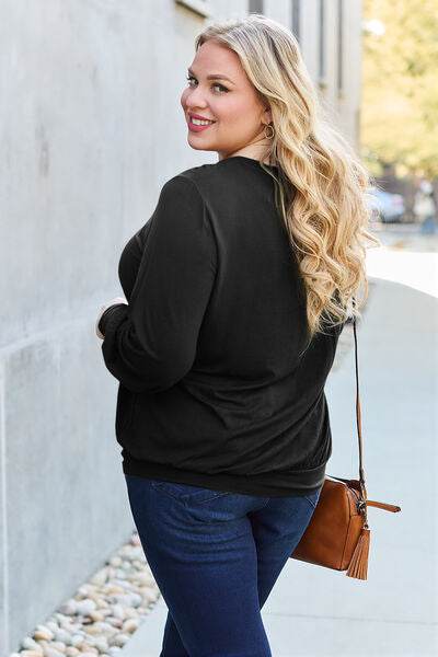 Basic Bae Full Size V-Neck Lantern Sleeve Top - Hovatok