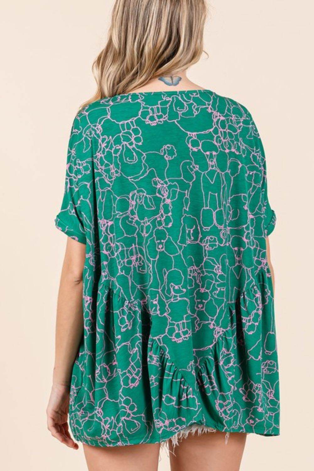 Mittoshop Abstract Print Round Neck Short Sleeve Top - Hovatok