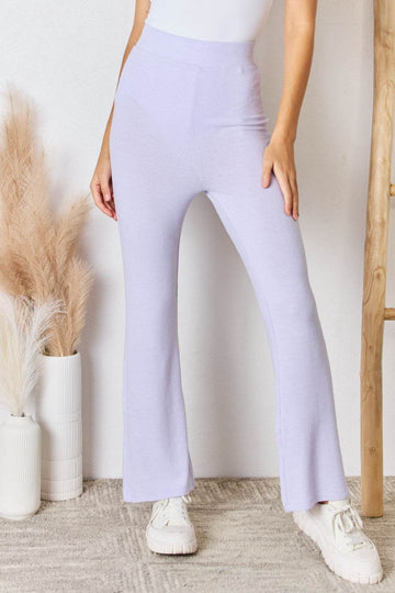 RISEN Full Size High Waist Ultra Soft Knit Flare Pants - Hovatok