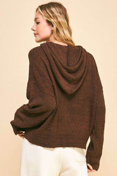 Davi & Dani Drop Shoulder Long Sleeve Hooded Sweater - Hovatok