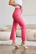RFM Crop Dylan Full Size Tummy Control High Waist Raw Hem Jeans - Hovatok