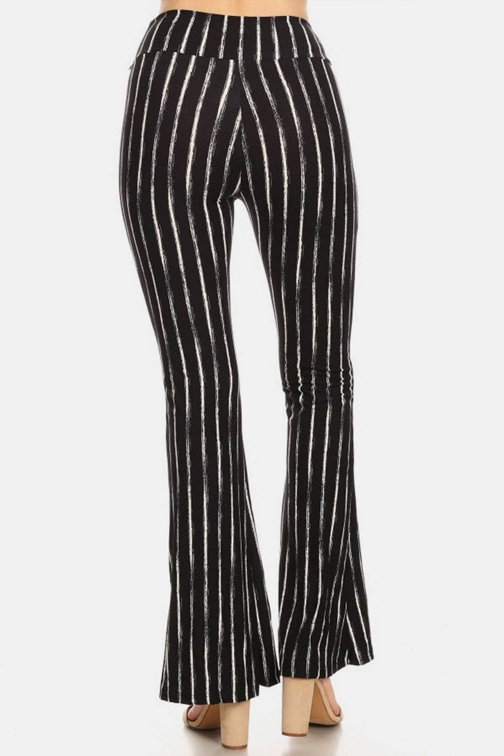 Leggings Depot Striped High Waist Flare Pants - Hovatok