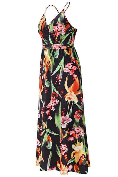 Crisscross Printed Surplice Cami Dress - Hovatok