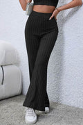 Basic Bae Full Size Ribbed High Waist Flare Pants - Hovatok