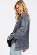 Mittoshop Mineral Wash Raglan Long Sleeve Oversized Top - Hovatok